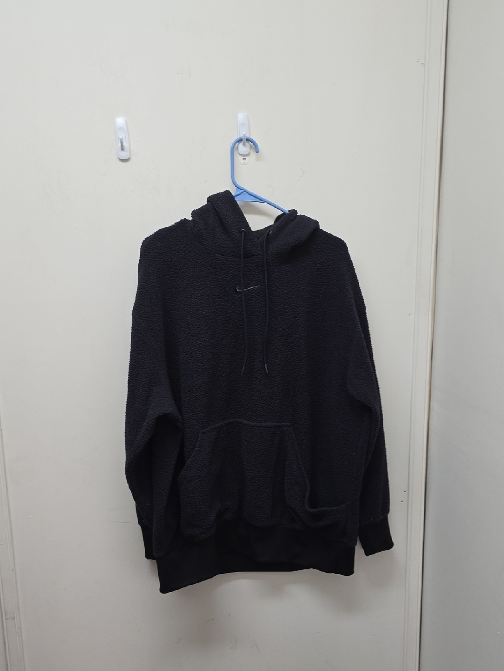 Nike Black Men's Sherpa Hooded Pullover Sweatshirt - Size L